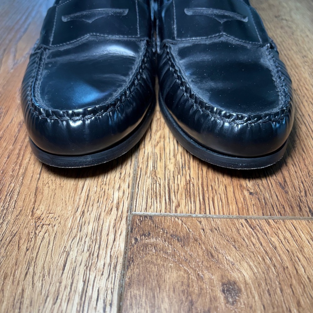 Johnston & Murphy Mens 9M Sheepskin Penny Loafers Black Leather Dress Shoes - Picture 4 of 12